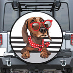 Dachshund With Red Sunglasses Print Tire Cover