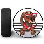 Dachshund With Red Sunglasses Print Tire Cover
