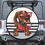 Dachshund With Red Sunglasses Print Tire Cover With Camera Hole