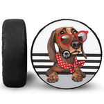 Dachshund With Red Sunglasses Print Tire Cover With Camera Hole