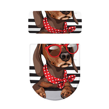 Dachshund With Red Sunglasses Print Toilet Lid And Tank Cover Set