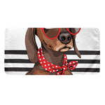 Dachshund With Red Sunglasses Print Towel