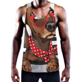 Dachshund With Red Sunglasses Print Men's Workout Tank Top