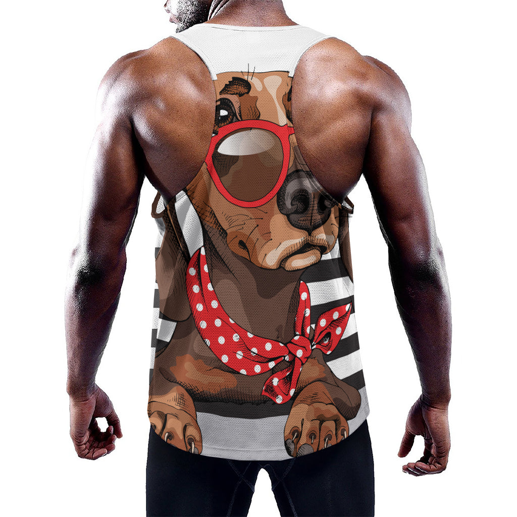 Dachshund With Red Sunglasses Print Training Tank Top