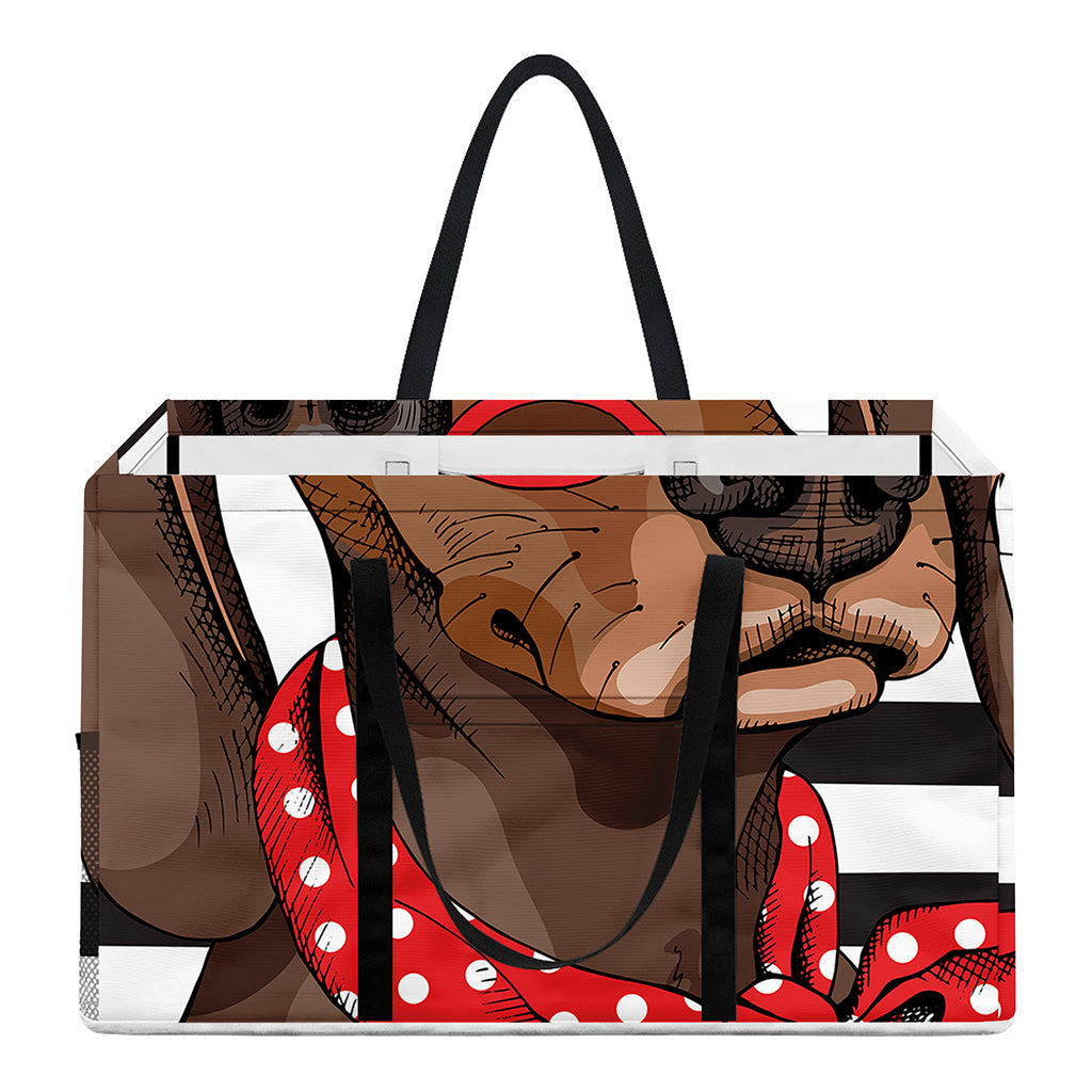 Dachshund With Red Sunglasses Print Utility Tote Bag