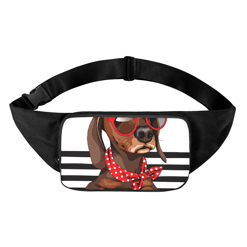 Dachshund With Red Sunglasses Print Waist Bag