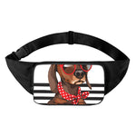 Dachshund With Red Sunglasses Print Waist Bag