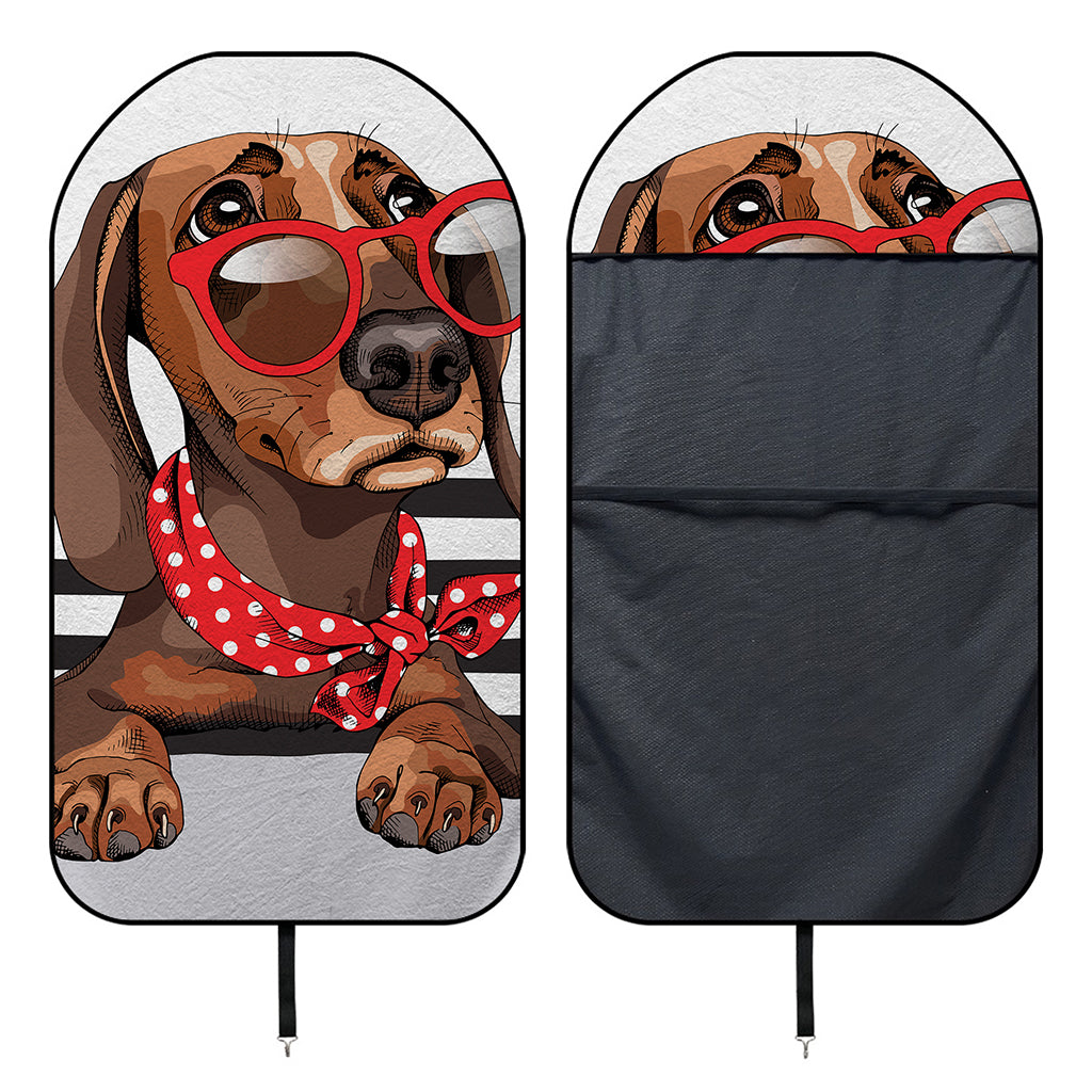 Dachshund With Red Sunglasses Print Waterproof Car Seat Cover