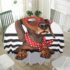 Dachshund With Red Sunglasses Print Waterproof Round Tablecloth