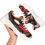 Dachshund With Red Sunglasses Print White Chunky Shoes