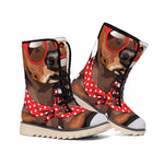 Dachshund With Red Sunglasses Print Winter Boots