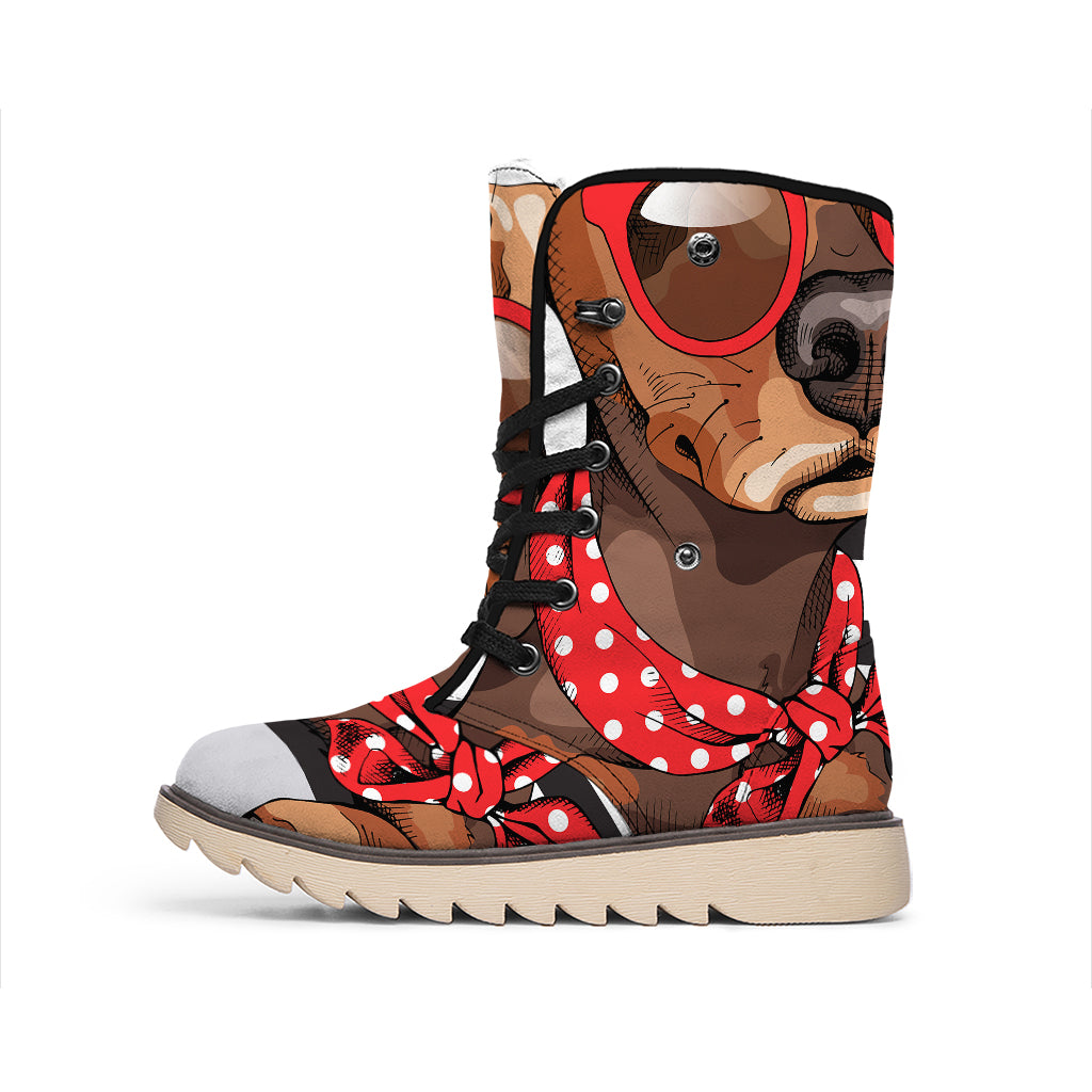 Dachshund With Red Sunglasses Print Winter Boots