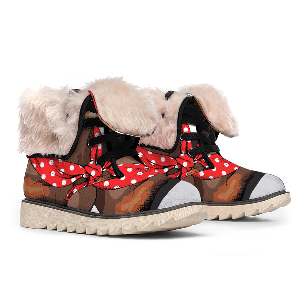 Dachshund With Red Sunglasses Print Winter Boots