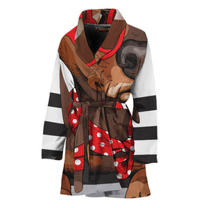 Dachshund With Red Sunglasses Print Women's Bathrobe