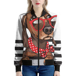 Dachshund With Red Sunglasses Print Women's Bomber Jacket