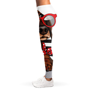 Dachshund With Red Sunglasses Print Women's Leggings