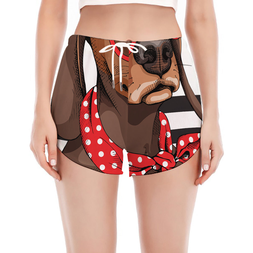 Dachshund With Red Sunglasses Print Women's Split Running Shorts