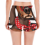 Dachshund With Red Sunglasses Print Women's Split Running Shorts