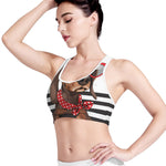 Dachshund With Red Sunglasses Print Women's Sports Bra