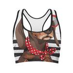 Dachshund With Red Sunglasses Print Women's Sports Bra