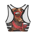 Dachshund With Red Sunglasses Print Women's Sports Bra