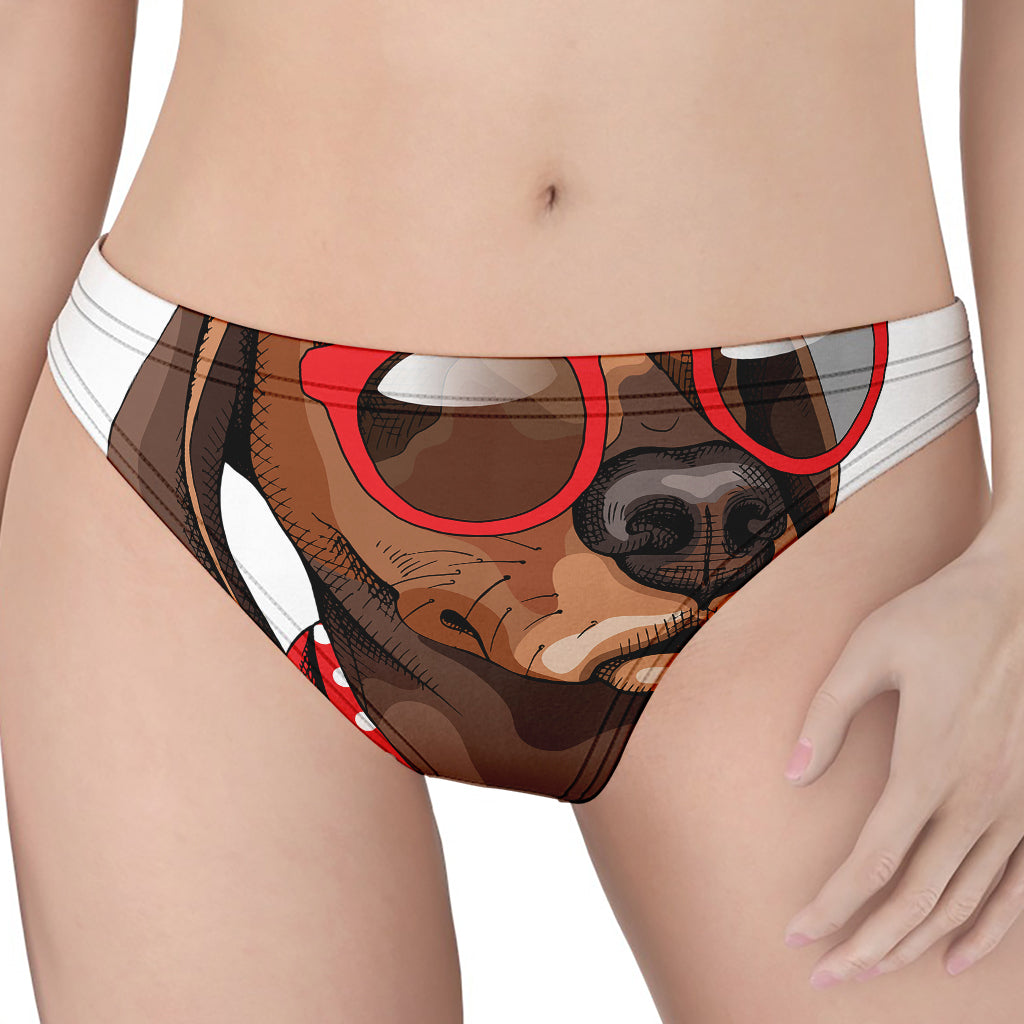 Dachshund With Red Sunglasses Print Women's Thong