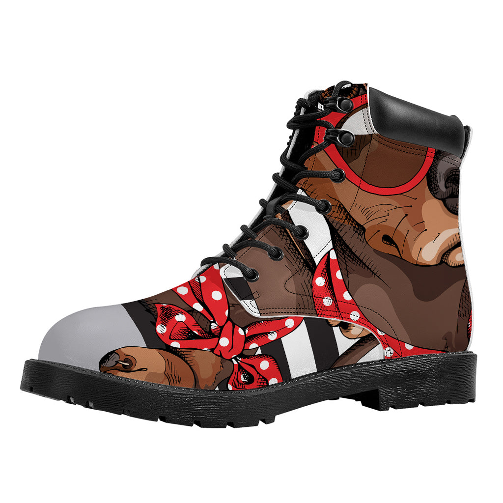 Dachshund With Red Sunglasses Print Work Boots