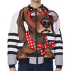 Dachshund With Red Sunglasses Print Zip Sleeve Bomber Jacket