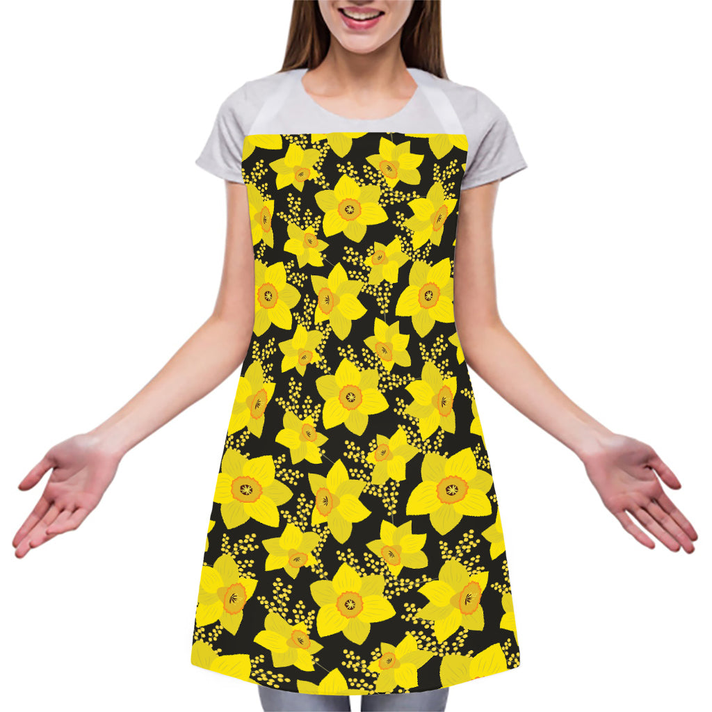 Daffodil And Mimosa Pattern Print Adjustable Apron