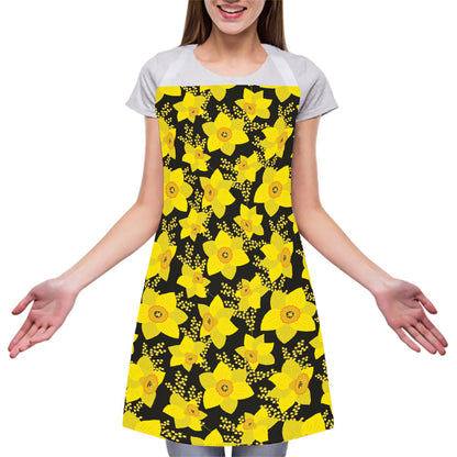 Daffodil And Mimosa Pattern Print Adjustable Apron