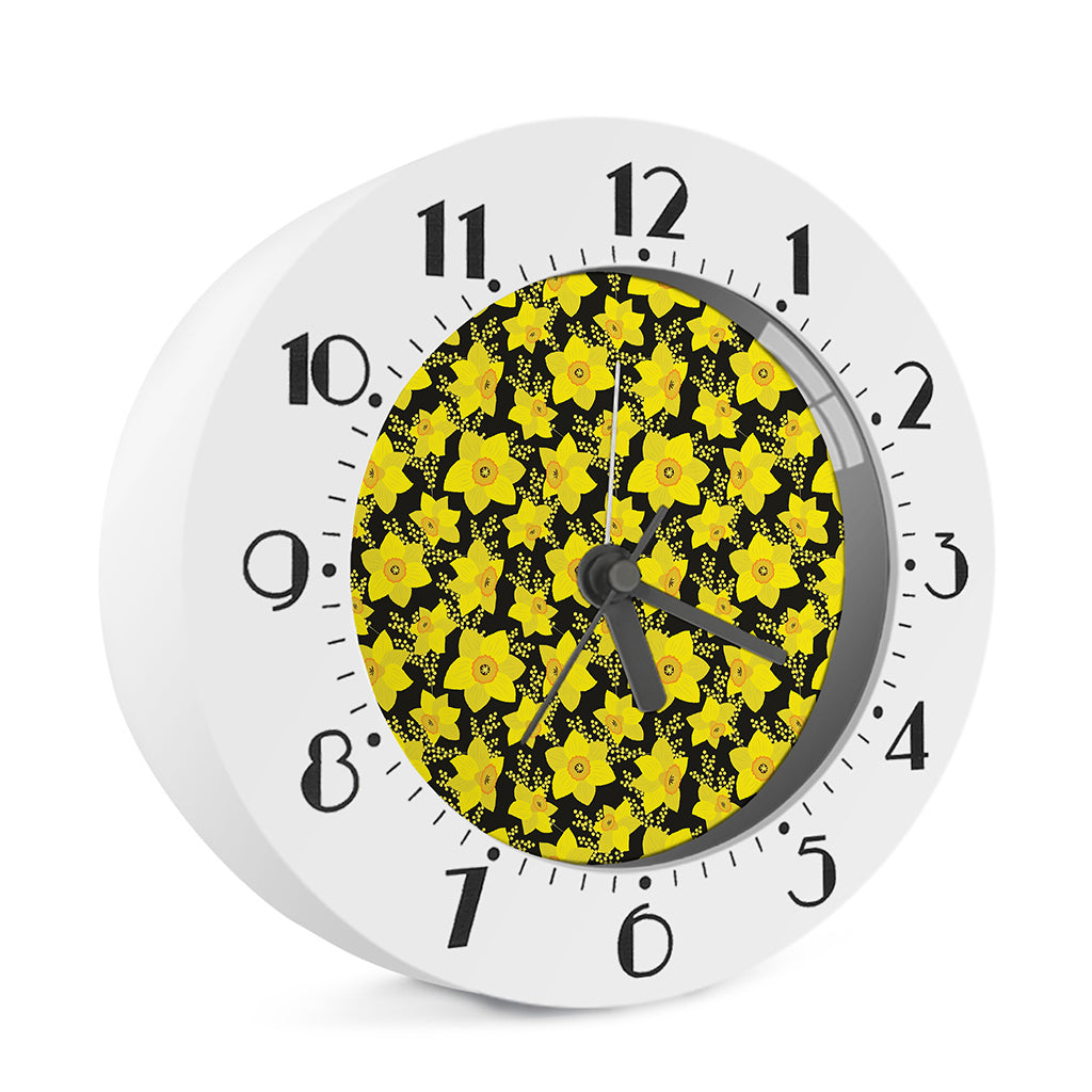 Daffodil And Mimosa Pattern Print Alarm Clock