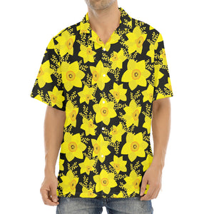 Daffodil And Mimosa Pattern Print Aloha Shirt