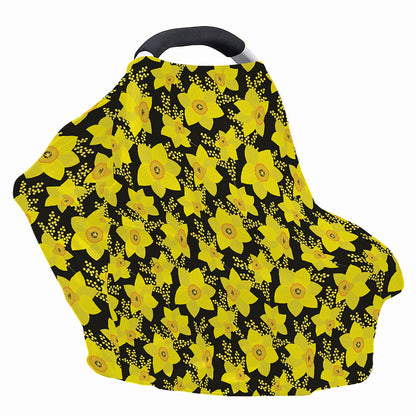 Daffodil And Mimosa Pattern Print Baby Seat Cover