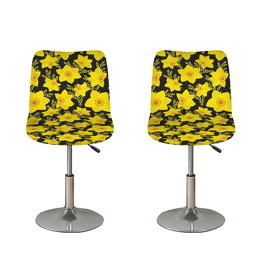 Daffodil And Mimosa Pattern Print Bar Stool Covers