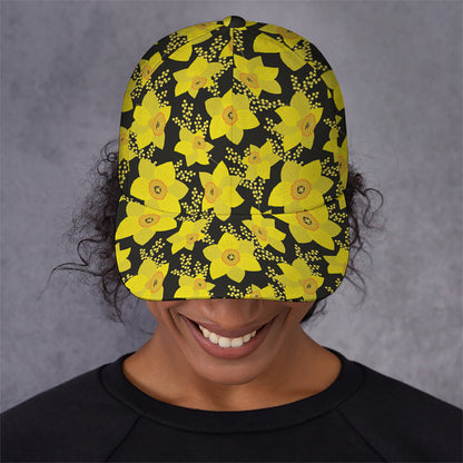 Daffodil And Mimosa Pattern Print Baseball Cap