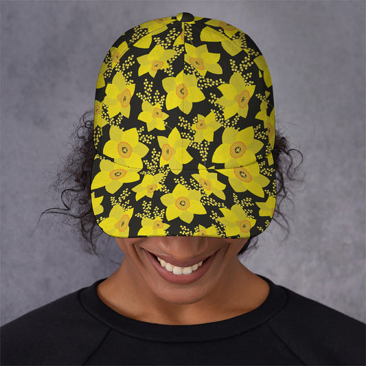 Daffodil And Mimosa Pattern Print Baseball Cap