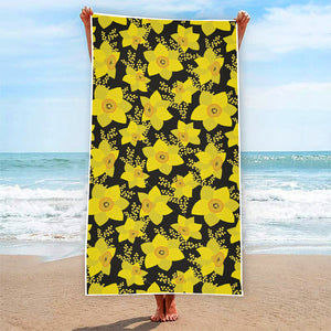 Daffodil And Mimosa Pattern Print Beach Towel