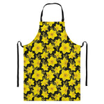 Daffodil And Mimosa Pattern Print Bib Apron With Pocket