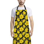 Daffodil And Mimosa Pattern Print Bib Apron With Pocket