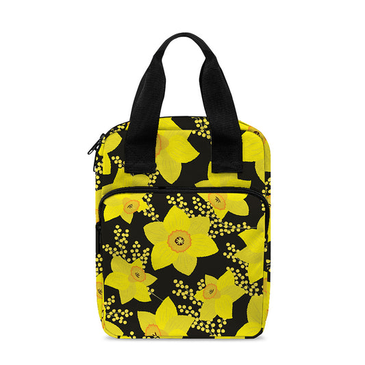 Daffodil And Mimosa Pattern Print Bible Tote Bag