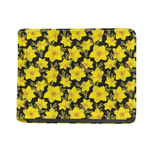 Daffodil And Mimosa Pattern Print Bifold Wallet