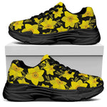 Daffodil And Mimosa Pattern Print Black Chunky Shoes