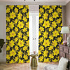 Daffodil And Mimosa Pattern Print Blackout Pencil Pleat Curtains