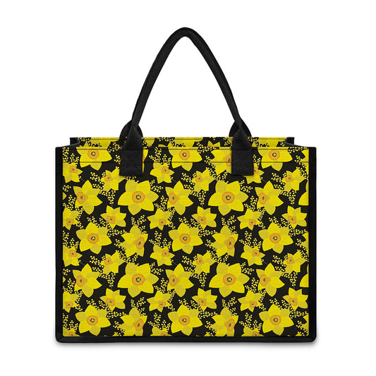 Daffodil And Mimosa Pattern Print Canvas Tote Bag