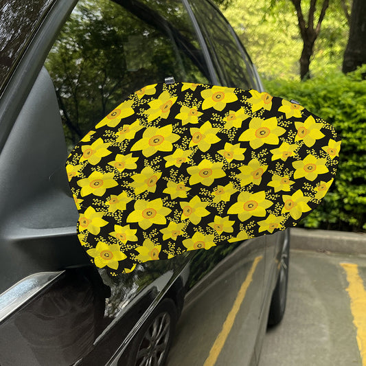 Daffodil And Mimosa Pattern Print Car Side Mirror Covers