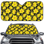 Daffodil And Mimosa Pattern Print Car Windshield Sun Shade