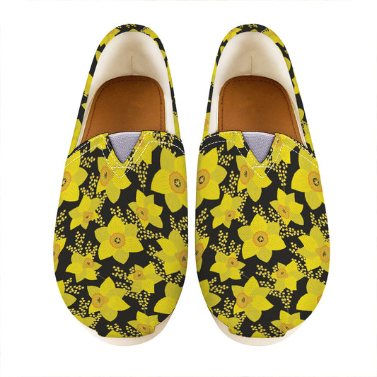 Daffodil And Mimosa Pattern Print Casual Shoes