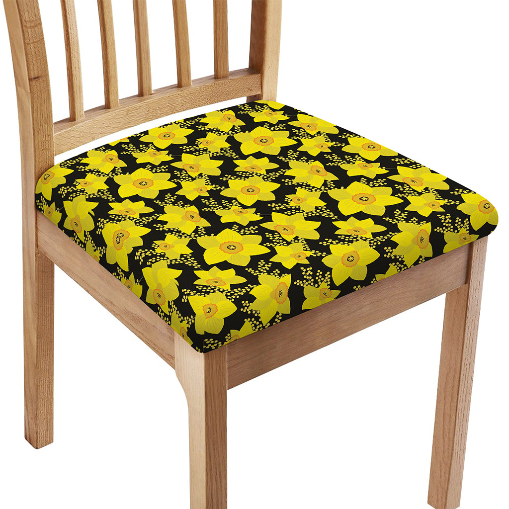 Daffodil And Mimosa Pattern Print Chair Cushion Cover