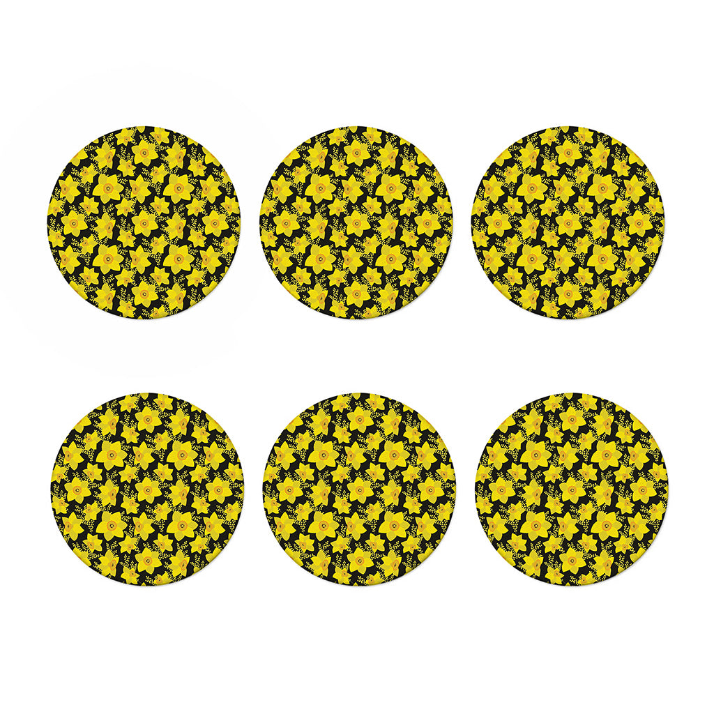 Daffodil And Mimosa Pattern Print Coaster Set