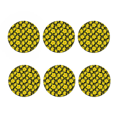 Daffodil And Mimosa Pattern Print Coaster Set